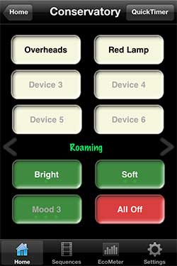 LightwaveRF iOS / iPhone App Screenshot