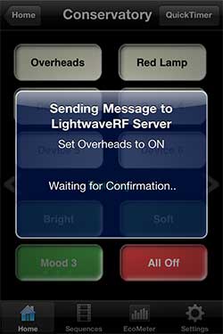 LightwaveRF iOS / iPhone App Screenshot