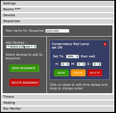 LightwaveRF Web Interface