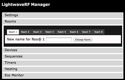 LightwaveRF Web Interface