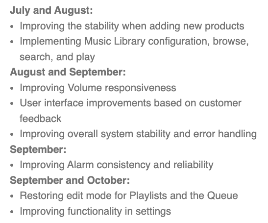 Sonos app fix timeline