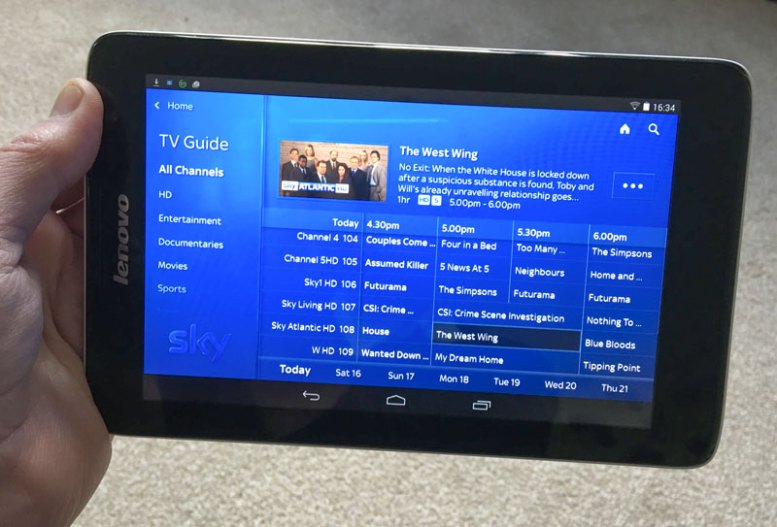 Sky Q Tablet TV Guide