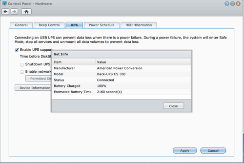 Synology 1813+ With APC UPS