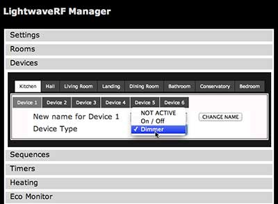 LightwaveRF Web Interface