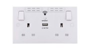 UK Double Wall Socket with Built-in WiFi Extender & USB Charger