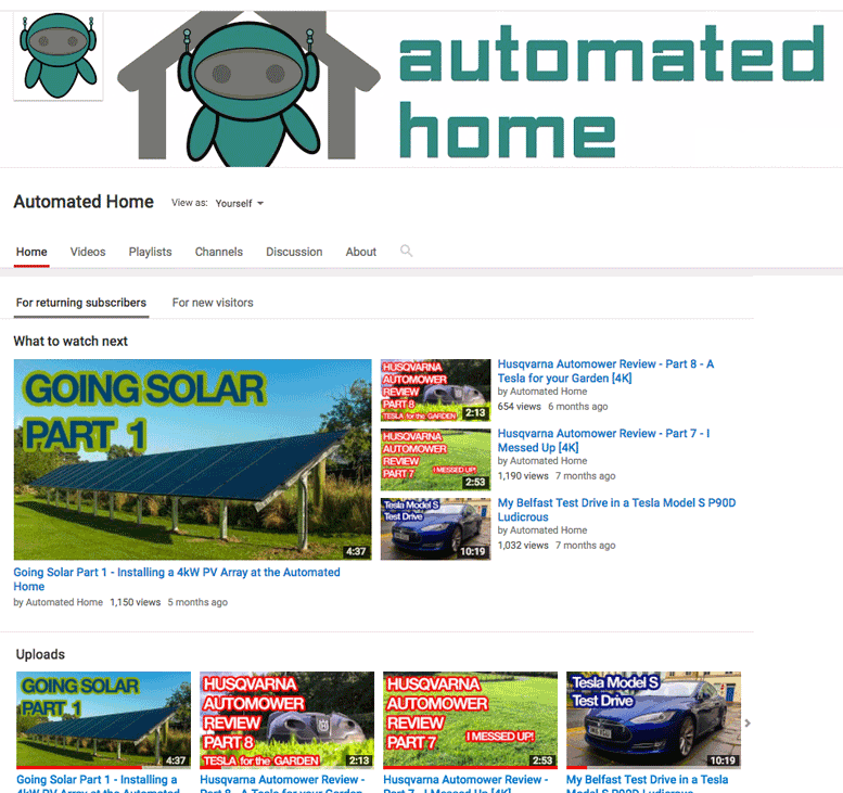 Automated Home - YouTube Channel